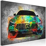 decomonkey Bilder Auto 120x80 cm 1 Teilig Leinwandbilder Bild auf Leinwand Vlies Wandbild Kunstdruck Wanddeko Wand Wohnzimmer Wanddekoration Deko Abstrakt schwarz bunt
