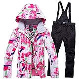 GBZIJIE Schneeanzug Winter Warme Winter Schneejacke Frauen Skianzug Weibliche und Hosen Winddichte wasserdichte Kleidung Snowboard-Sets(8,L)