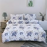 MLUNKQAIL Bettwäsche Set Blumen- Bettbezuege Blumen 3 Teilig Aus Mikrofaser Bettbezug 220x240cm Mit 2 Kissenbezug 80x80cm Weich Und Bequem 3D Digitaldruck