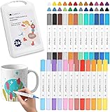 Ruichi 24er Set Porzellanmalstifte mit Doppelspitze in 48 Farben, Porzellanstifte Dünne Spitze, Porzellan zum Bemalen für DIY Kunsthandwerk, Holz, Leinwand, Steine,Tassen, Keramik