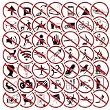 Warnmarkierungsaufkleber, 50 Stück | Warnaufkleber für verbotene Aktionen | Safety Adhesive Multi-Superface Decal | Vibrant Art Aufkleber