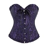 Generisch Korsett Damen Vollbrust Corsage Top Gothic Vintage Bustier Schwarzes Korsett Corset Gothic Schnürkorsett Overbust Lingerie Bauchweg Shapewear Korsage Festlich Dessous