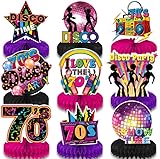 tlidfgeo 9 Stück Disko Waben Tischdekorationen 70er Party Waben Tischdekoration, Karneval Dekoration Party, 70er 80er 90er Jahre Disco Waben Tischdekorationen, Rock'n'Roll Themenparty Disco deko