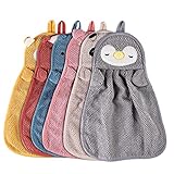 Vegena Handtücher für Kinder - 6 Stück Kinder Handtuch Tier Kinderhandtuch Set Mikrofaser Handtuch Set mit Aufhängerschlaufe Tiermotiv Saugfähig Schnell Trocknend für Badezimmer, Küchen