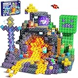 Pourbibi Magnetische Bausteine, Magnetbausteine Magnetspielzeug, 108 Teile Magnetische Bauwelt Spielzeug Magnetblöcke für Kinder ab 3 4 5 6 7 8 9 Jahre Verstaubare,Professioneller Christmas