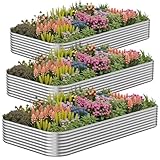 OZMSHF 3er-Pack 120x60cm Verzinktes Hochbeet für den Außenbereich, Metall-Gartenbeet für Gemüse, Stahl-Hochbeete für den Garten, oberirdisches Gartenbeet für Blumen