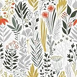 Livebor Blumentapete zum Abziehen und Aufkleben, florales Kontaktpapier, 45 x 300 cm, moderne grüne Blätter, Boho-Blumentapete, selbstklebende Tapete für Schlafzimmer, Blätter, Vinyltapete