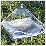 Strapazierfähige wasserdichte PVC-Plane mit Ösen, 400 g/m², 0,35 mm dick, transparente Plane für Haus, Garten, Outdoor, 0,5 x 7,5 m, ideal für Camping und Bodenplane