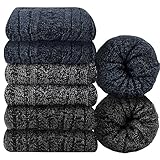 YSense Beau 6 Paar Merino WolleSocken für Herren Thermosocken Wintersocken Atmungsaktiv Wandersocken Trekkingsocken Baumwollsocken Business & Freizeit Stricksocken Sportsocken EU 38-45