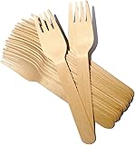 Holzgabeln (50 Stück), umweltfreundlich, robust und langlebig, ideal für Partys, Veranstaltungen, Ausstellungen, Picknicks, Geburtstage und Grillabende