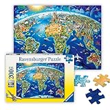 Ravensburger Kinderpuzzle - 12722 Große, Weite Welt - Puzzle-Weltkarte für Kinder ab 8 Jahren, mit 200 Teilen im XXL-Format