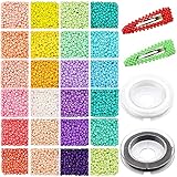 Prettme 3mm Rocailles Perlen für Armbänder,4800 Stück Kleine Glasperlen Bastelperlen zum Auffädeln,Bunte Schmuckperlen für DIY Armbänder Halskette Ohrringe Schmuck machen und DIY Handwerk