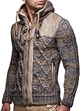 Leif Nelson Herren Strickjacke mit Kapuze Jacke Pullover Hoodie Sweatjacke Kapuzenpullover Pulli LN20525; M, Braun