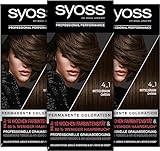 Syoss Color Coloration 4_1 Mittelbraun Stufe 3 (3 x 115 ml), permanente Haarfarbe für bis zu 10 Wochen Farbintensität und 70% weniger Haarbruch*