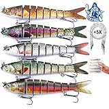 Njord Kalastus Hecht Köder Set Kunstköder 5 Stück in Box Angel-Köder zum Raubfisch-Angeln – Wobbler mehrteilig mit Gelenk für realistischen Lauf 14cm 25g langsam sinkend +5X Stahlvorfach