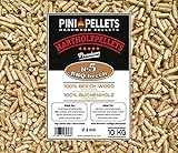 PINI Hartholz Pellets 100% Buche №5 BBQ Beech 10 Kg Grillpellets zum Grillen Räuchern Smoken