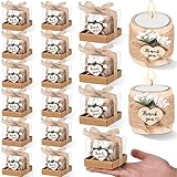 Retisee Hochzeitskerze, Gastgeschenke für Gäste, Brautparty, Holz, Gedenk-Teelichthalter, Dankeschön-Geschenke, handgefertigte Kerzen für Hochzeit, Babyparty, Einweihungstab, Tischdekoration (16 Sets)