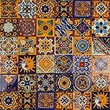 Mexikanische Fliesen Girasol - 30 mexikanische Fliesen 10x10 cm Talavera Badezimmer- und Küchenfliesen Dekoration für Badezimmer, Dusche, Treppen, Küchenrückwand