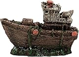 PADOBA Aquarium-Dekorationen, Aquarium, Schiffswrack, Aquarium, Dekorationen, zerbrochenes Boot, Schiff, Ornament, Garnelen, Versteck für Mikro-Unterwasserlandschaft, Dekoration