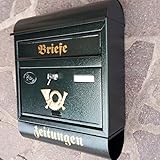 Großer Briefkasten/Postkasten XXL Grün mit Zeitungsrolle Runddach