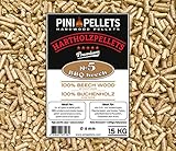 PINI Hartholz Pellets 100% Buche № 5 BBQ Beech 15 Kg Grillpellets zum Grillen Räuchern Smoken