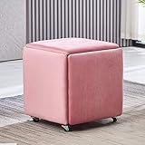 Stapelbarer Outdoor-Party-Hocker, Organizer, wasserdichter Sitz, 5-in-1-Sitzwürfel für Wohnzimmer, Schlafzimmer, kreatives Sofa, Stuhl, Hocker, quadratisch (Größe: 46 x 46 x 48 cm, Farbe: Rosa)