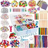 Purpledi 3300+ Stück Bastelsets für Kinder Bastelmaterial in Bastelkoffer, DIY Bastelzubehör Bastelbedarf Material Set, Basteln Geschenk für Geburtstag,Weihnachten, Bastelset Kinder ab 3 4 5 6 7 Jahre