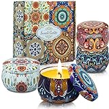 Duftkerzen Geschenkset für Frauen:4 Pack 4.4OZ Aroma Kerzen Set 100% natürliches Sojawachs für Yoga Aromatherapie Massage Leichtigkeit Stress 4 Duft-Lavendel Rose Vanille Rosmarin