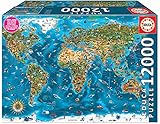 Educa - Weltwunder, 12000 Teile Puzzle Erwachsene und Kinder ab 14 Jahren, Weltkarte (19057)