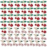 COGCHARGER 50 Stück Mini-Lebensmittel-Kirsch-Charms, niedliche Obst-Anhänger aus Legierung, für Schmuckherstellung für Frauen, DIY-Armbänder, Halsketten, Ohrringe, Handwerk (rot + rosa), 7.5*7.5*1.7cm