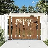 Iiaky Gartentor 105x80 cm Zaunelemente GartentüRchen GartentüR Gartenzaun Gartentor Cortenstahl Bambus-Design