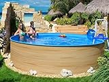 Poolzon Stahlwandpool Woodstyle Funzon 4,00 x 1,20m Rundpool-Holzdekor Holzpool