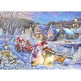 HUADADA Puzzle 1000 Teile, Puzzle Erwachsene, 1000 Teile Puzzle für Erwachsene, Impossible Puzzle, Puzzle-Geschenk, Geschicklichkeitsspiel für Die Ganze Familie, Puzzle mit Frohe Weihnachten-Motiv