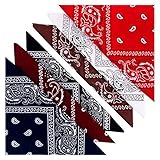 KEVOLLA BANDANA Herren Nickitücher Baumwolle Set Bandana Halstuch Herren Baumwolle 6 Pack Bandanas Männer Tuch 55 x 55 cm in 6 tollen Farben