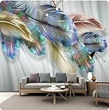 SMALLSNOT Wandbild Abstrakte geometrische Feder Muster Tapete Home Decor Hintergrund Wohnzimmer Tapeten, 3D, 200x140cm