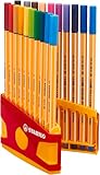 Fineliner - STABILO point 88 ColorParade - 20er Tischset in rot/orange - mit 20 verschiedenen Farben und Hängelasche