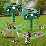 Ultraschall-Katzenabwehr für Gärten, solarbetriebener Tiervertreiber, IP55 wasserdicht, Schädlingsbekämpfung mit 2 Modi, Bewegungssensor und Blinklicht, für Garten, Hof, Katzen, Hunde, Fuchs, Vogel