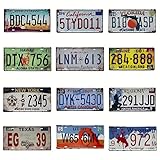USA Kennzeichen Set 12 Stück – US Nummernschilder Replika aus Metall – Auto Deko Schilder – Vintage Blechschilder im amerikanischen Design – Wanddeko für Garage, Werkstatt, Bar, Wohnzimmer