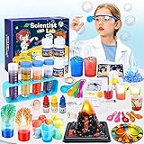 70+ Experimente Wissenschaft Kit für Kinder ab 4-6-8-12 Jahren, STEM Aktivitäten Spielzeug Geschenke für Jungen Mädchen Chemie Set, Kristalle Züchten, Vulkan, Chemielabor