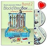 BlockflötenBox Band 2 - Lehrgang (Unterstufe: 7-8 Jahre) für Sopranblockflöte mit 2 CDs von Daniel Hellbach - mit bunter herzförmiger Notenklammer