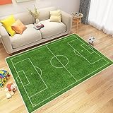VHCLYBJU Kinderfußball Spielplatz Teppich - Junge Haushalt Kinderzimmer Spiel Teppich - Fußballfeld Dekorative Matte - Weich rutschfest (L, 80X120CM)