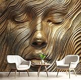 Fototapete 3D Relief Abstraktes Relief Motiv 150×150cm(B×H) Tapete Wandbild Charmante Frau Bild Fototapeten Tapeten Wandtapete Dunkelgold Seidenstoff Wand Schlafzimmer Wohnzimmer