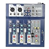summina Metal 4 Kanal Live Mixer Mischpult 3-Band EQ USB Funktion 48V Phantom mit Bulit-In Effekt Prozessor Mic Input