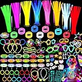 Slmeno Knicklichter Party Set - 150 Leuchtstäbe 8 Farben, mit 197 Verbinder für Armreifen Brillen Ohrringe, Ultrahelle Knicklichter Kinder/Erwachsene für Halloween Deko Silvester Geburtstag Party