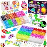 Bügelperlen Fuse Beads Kit, 5.000 Glitzer Bügelperlen 5 mm Nachfüllset Steckperlen Leuchtend im Dunkeln, Bastelperlen Set Kindern mit Stiftplatte, Bügelpapier, Pinzette, DIY-Perlen Geschenk für Kinder