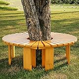 Gebogene Holzbank, Massivholz-Lattensitz, fächerförmiges Design für den Außenbereich, Garten, Terrasse, Sitzgelegenheit