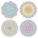 GORGECRAFT 4 Stile 16cm Blume des Lebens Fensteraufkleber Meditation Statische Fensteraufkleber Buntes Mandala Nicht Klebende Fensterfolie Kreisförmige Glasschiebetür-Aufkleber Schlafzimmer Aufkleber