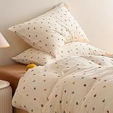 Nayoroom Kinderbettwäsche 135x200 Mädchen Baumwolle Musselin Bettwäsche Kinder Bettbezug 135 x 200 cm + Kissenbezug 80x80 cm Oeko-TEX zertifizierte Bettwäsche mit Reißverschluss | Bunt Herzen