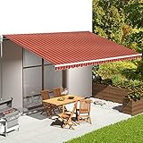 Windschutz Terrasse, Markisenbespannung Orange und Braun 6x3, 5 m Balkon Sichtschutz für Balkon Terrasse Garten, Terrassenüberdachung
