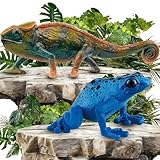 SCHLEICH 14858 Chamäleon 14864 Blauer Pfeilgiftfrosch – Farbenfrohe Wildtiere entdecken!